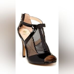 Isola Black Mesh Peep-Toe Heels